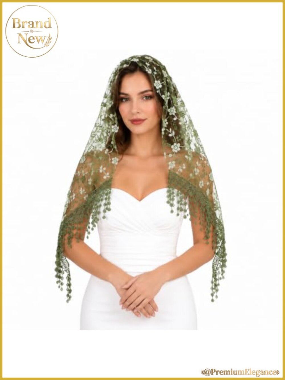 Triangle Lace Green Veil Mantilla Catholic Church Head Cover Scarf